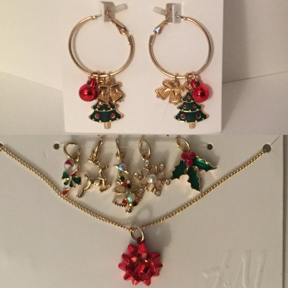 Xmas Holiday Earrings, Necklace, Pendants Charms